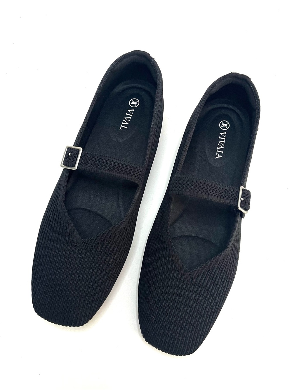 Vivaia Margot Mary Jane Square-Toe Flats in Black - Sz EU39/US8 - Picture 4 of 9